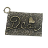 Message Charm. Fashion Zinc Alloy Jewelry Findings. Lead-free. 34x22mm. Sold by Bag