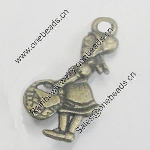 Pendant/Charm. Fashion Zinc Alloy Jewelry Findings. Lead-free. People 21x10mm. Sold by Bag