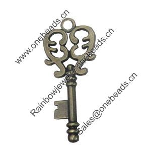 Pendant/Charm. Fashion Zinc Alloy Jewelry Findings. Lead-free. Key 32x13mm. Sold by Bag