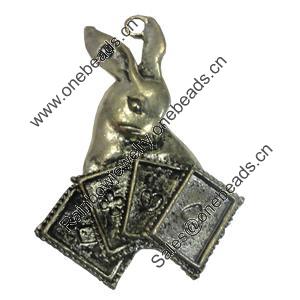 Pendant/Charm. Fashion Zinc Alloy Jewelry Findings. Lead-free. Animal 47x35mm. Sold by Bag