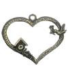 Pendant/Charm. Fashion Zinc Alloy Jewelry Findings. Lead-free. Heart 42x34mm. Sold by Bag