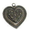 Pendant/Charm. Fashion Zinc Alloy Jewelry Findings. Lead-free. Heart 24x27mm. Sold by Bag