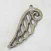 Pendant/Charm. Fashion Zinc Alloy Jewelry Findings. Lead-free. Wings 23x9mm. Sold by Bag