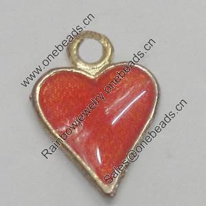 Zinc Alloy Enamel Pendant. Fashion Jewelry Findings. Lead-free. Heart 14x10mm. Sold by Bag