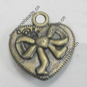 Pendant/Charm. Fashion Zinc Alloy Jewelry Findings. Lead-free. Heart 20x16mm. Sold by Bag