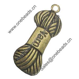 Pendant/Charm. Fashion Zinc Alloy Jewelry Findings. Lead-free. Yarn 30x11mm. Sold by Bag