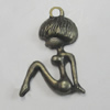 Pendant/Charm. Fashion Zinc Alloy Jewelry Findings. Lead-free. People 23x15mm. Sold by Bag