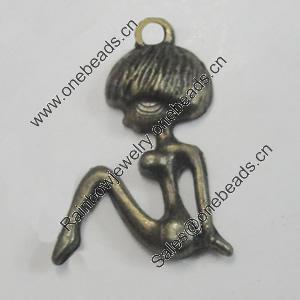 Pendant/Charm. Fashion Zinc Alloy Jewelry Findings. Lead-free. People 23x15mm. Sold by Bag