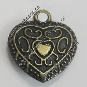 Pendant/Charm. Fashion Zinc Alloy Jewelry Findings. Lead-free. Heart 13x16mm. Sold by Bag