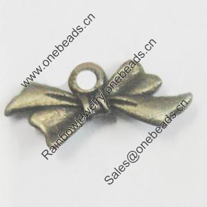 Pendant/Charm. Fashion Zinc Alloy Jewelry Findings. Lead-free. Bowknot 17x7mm. Sold by Bag