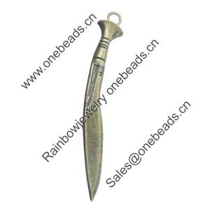 Pendant/Charm. Fashion Zinc Alloy Jewelry Findings. Lead-free. Broadsword 52x8mm. Sold by Bag