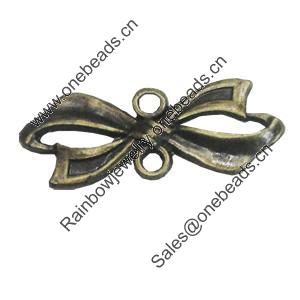 Connetor. Fashion Zinc Alloy Jewelry Findings. Lead-free. Bowknot 10x28mm. Sold by Bag