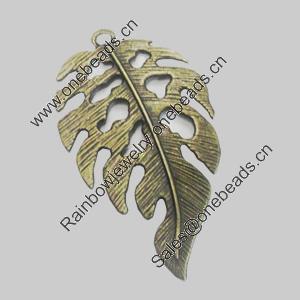 Pendant/Charm. Fashion Zinc Alloy Jewelry Findings. Lead-free. Leaf 44x26mm. Sold by Bag