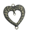 Connetor. Fashion Zinc Alloy Jewelry Findings. Lead-free. Heart 23x27mm. Sold by Bag