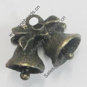 Pendant/Charm. Fashion Zinc Alloy Jewelry Findings. Lead-free. Bell 14x17mm.Sold by Bag