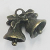 Pendant/Charm. Fashion Zinc Alloy Jewelry Findings. Lead-free. Bell 14x17mm.Sold by Bag