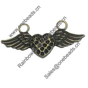 Connetor. Fashion Zinc Alloy Jewelry Findings. Lead-free. Wings 17x33mm. Sold by Bag