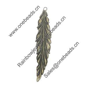 Pendant/Charm. Fashion Zinc Alloy Jewelry Findings. Lead-free. Leaf 54x12mm. Sold by Bag