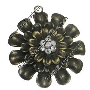 Pendant/Charm. Fashion Zinc Alloy Jewelry Findings. Lead-free. Flower 40x44mm. Sold by PC