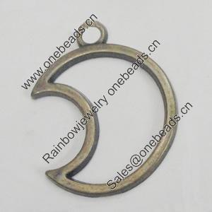 Pendant/Charm. Fashion Zinc Alloy Jewelry Findings. Lead-free. Moon 26x20mm. Sold by Bag