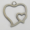 Pendant/Charm. Fashion Zinc Alloy Jewelry Findings. Lead-free. Heart 25x22mm. Sold by Bag