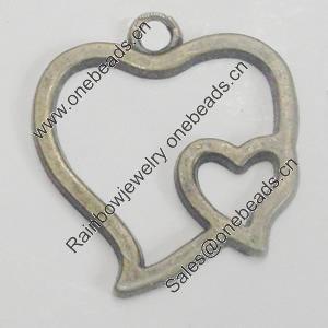 Pendant/Charm. Fashion Zinc Alloy Jewelry Findings. Lead-free. Heart 25x22mm. Sold by Bag