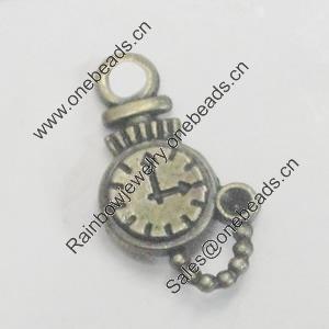 Pendant/Charm. Fashion Zinc Alloy Jewelry Findings. Lead-free. Clock 16x8mm. Sold by Bag