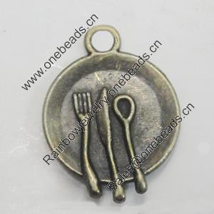 Pendant/Charm. Fashion Zinc Alloy Jewelry Findings. Lead-free. Cutlery 14x18mm. Sold by Bag