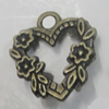 Pendant/Charm. Fashion Zinc Alloy Jewelry Findings. Lead-free. Heart 17x19mm. Sold by Bag