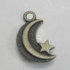 Pendant/Charm. Fashion Zinc Alloy Jewelry Findings. Lead-free. Moon 16x9mm. Sold by Bag