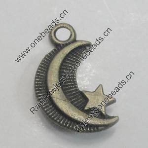 Pendant/Charm. Fashion Zinc Alloy Jewelry Findings. Lead-free. Moon 16x9mm. Sold by Bag