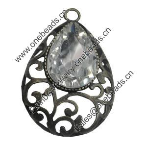 Zinc Alloy Peadant With Crystal Beads. Fashion Jewelry Findings. 49x34mm. Sold by PC