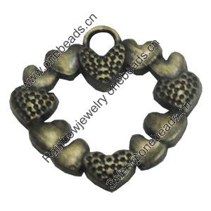 Pendant/Charm. Fashion Zinc Alloy Jewelry Findings. Lead-free. Heart 24x25mm. Sold by Bag
