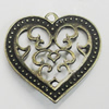 Pendant/Charm. Fashion Zinc Alloy Jewelry Findings. Lead-free. Heart 25x27mm. Sold by Bag