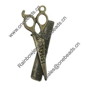 Pendant/Charm. Fashion Zinc Alloy Jewelry Findings. Lead-free. Scissors 53x24mm. Sold by Bag