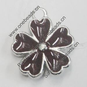 Zinc Alloy Enamel Pendant. Fashion Jewelry Findings. Lead-free. Flower 14x16mm. Sold by Bag