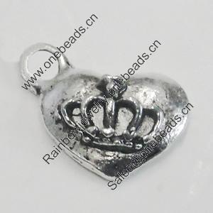 Pendant/Charm. Fashion Zinc Alloy Jewelry Findings. Lead-free. Heart 14x10mm. Sold by Bag