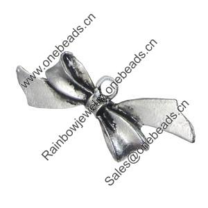 Pendant/Charm. Fashion Zinc Alloy Jewelry Findings. Lead-free. Bowknot 37x16mm. Sold by Bag