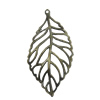 Pendant/Charm. Fashion Zinc Alloy Jewelry Findings. Lead-free. Leaf 35x72mm. Sold by Bag