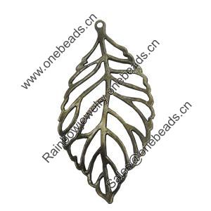 Pendant/Charm. Fashion Zinc Alloy Jewelry Findings. Lead-free. Leaf 35x72mm. Sold by Bag