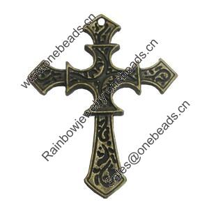 Pendant/Charm. Fashion Zinc Alloy Jewelry Findings. Lead-free. Cross 49x40mm. Sold by Bag