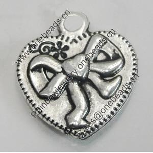 Pendant/Charm. Fashion Zinc Alloy Jewelry Findings. Lead-free. Heart 19x16mm. Sold by Bag
