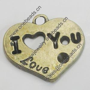 Pendant/Charm. Fashion Zinc Alloy Jewelry Findings. Lead-free. Heart 20x20mm. Sold by Bag