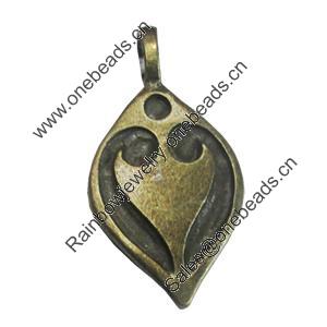 Pendant/Charm. Fashion Zinc Alloy Jewelry Findings. Lead-free. Leaf 35x18mm. Sold by Bag