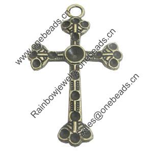 Pendant/Charm. Fashion Zinc Alloy Jewelry Findings. Lead-free. Cross 51x30mm. Sold by Bag