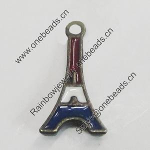 Zinc Alloy Enamel Pendant. Fashion Jewelry Findings. Lead-free. Tower 15x9mm. Sold by Bag