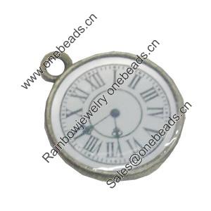 Pendant/Charm. Fashion Zinc Alloy Jewelry Findings. Lead-free. Clock 17mm. Sold by Bag