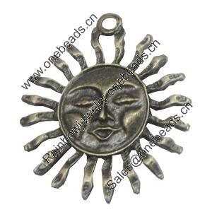 Pendant/Charm. Fashion Zinc Alloy Jewelry Findings. Lead-free. Sun 33x28mm. Sold by Bag