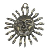 Pendant/Charm. Fashion Zinc Alloy Jewelry Findings. Lead-free. Sun 33x28mm. Sold by Bag