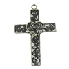 Pendant/Charm. Fashion Zinc Alloy Jewelry Findings. Lead-free. Cross 49x32mm. Sold by Bag